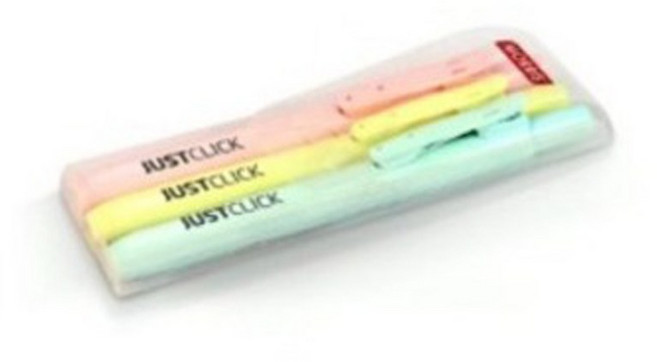 저스트클릭 마일드 형광펜S 3종 세트, 옐로우 + 핑크 + 민트, 1세트