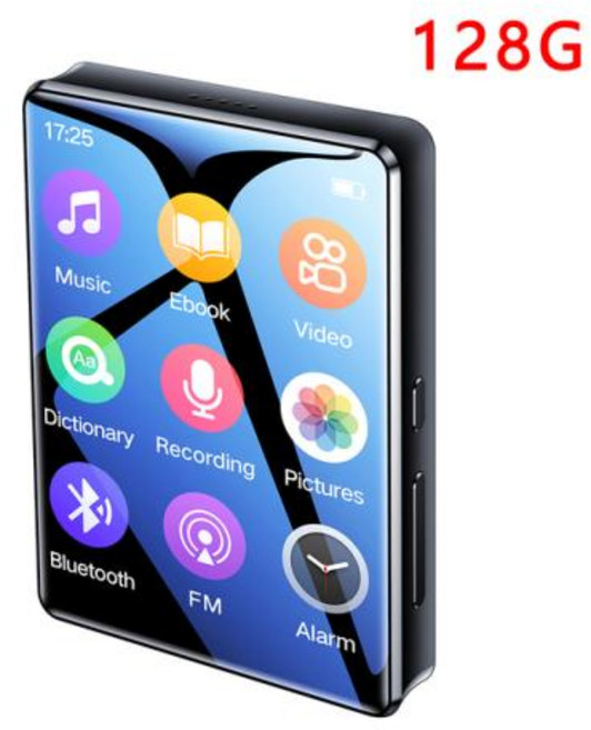 미니 휴대용 플레이어 블루투스 스테레오 음악 풀 스크린 비디오 재생 라디오 녹음 워크맨용, 6) 128G, [06] 128G, 1개