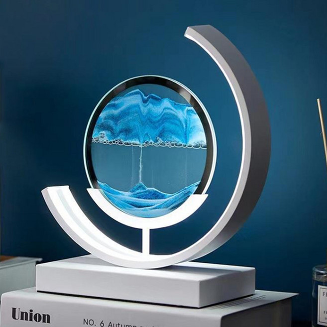 벨레스 힐링 모래시계 액자 무드등, 화이트 블루샌드