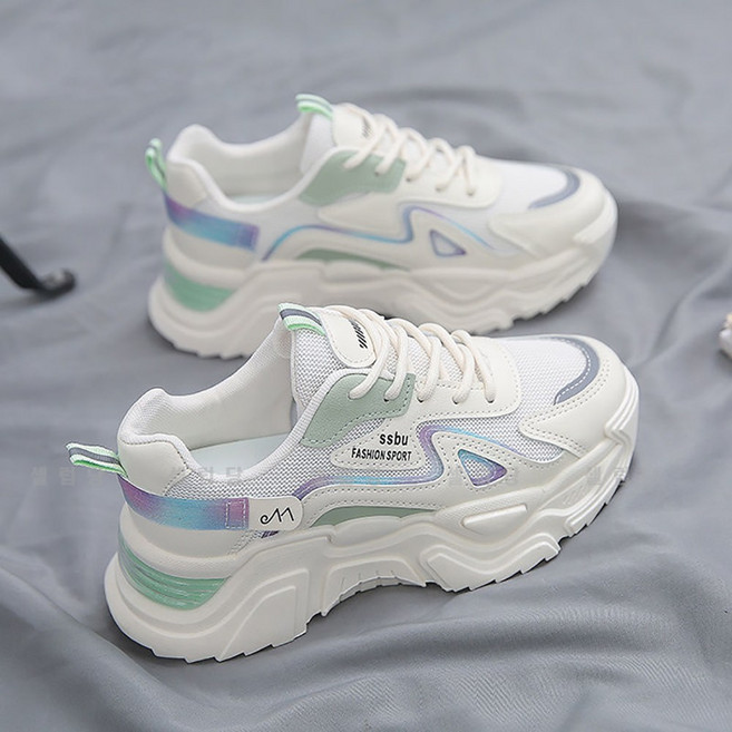 셀럽당 여자 메쉬 운동화 통굽 화이트 운동화Q00031