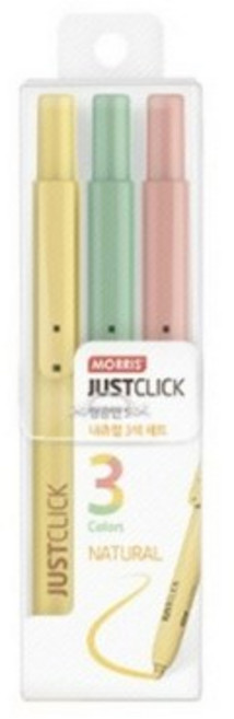 모리스 저스트 클릭 형광펜 S 내츄럴 3종 세트, 혼합색상, 1세트