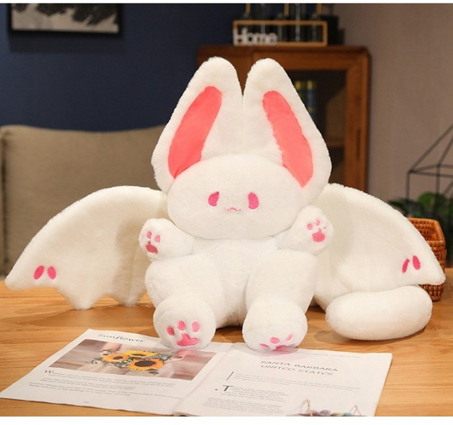 다알리아 박쥐토끼 봉제인형 귀여운 뱀파이어 토끼 캐릭터 인형, 핑크