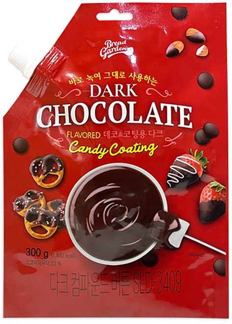 브레드가든 데코 앤 코팅용 다크 초콜렛 컴파운드 버튼 SLD-3409, 300g, 1개