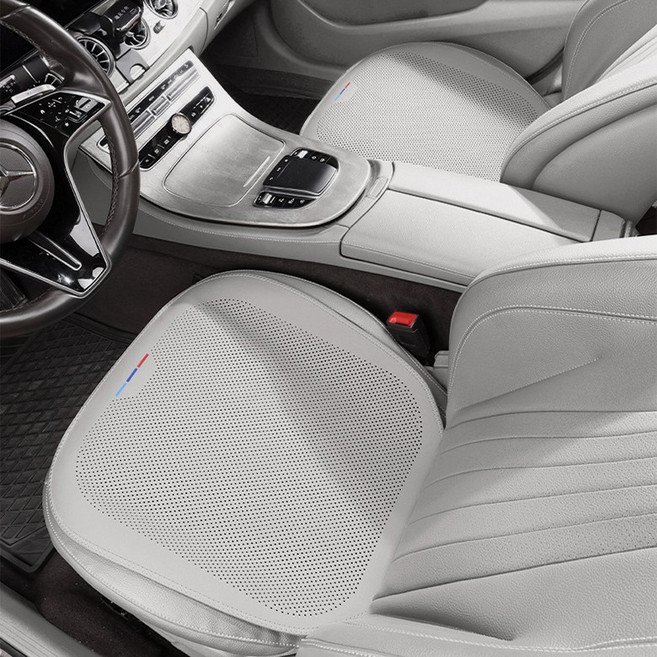 1+1 자동차 삼색 BMW 통풍방석 차량용 실내 악세사리 꾸미기 시트보호, 1세트, 오프화이트