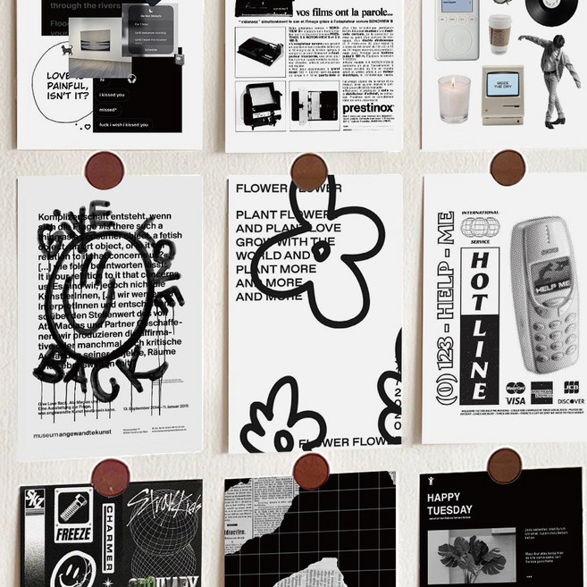 옐상 모노톤 콜라주 방꾸미기 포스터 10장 세트, 1세트