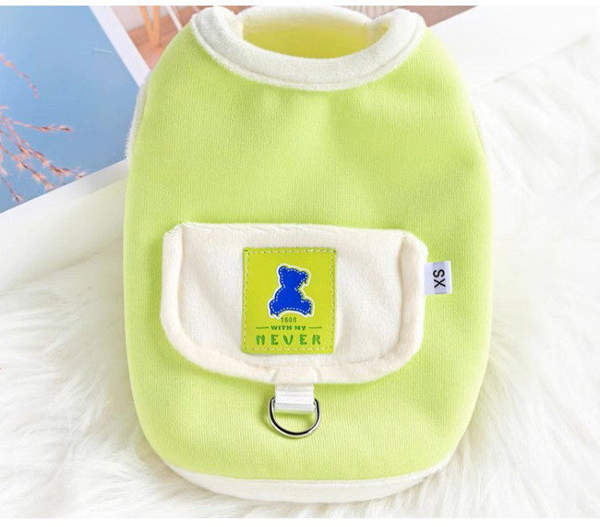 유키고고 반려동물 겨울 후리스 주머니 티셔츠, 1개, 그린