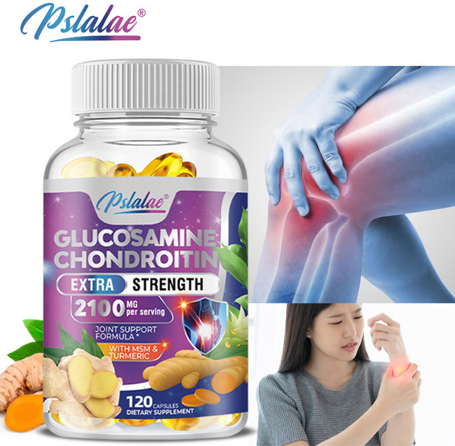 Pslalae 葡萄糖胺軟骨素 EXTRA STRENGTH 2100mg 關節保健配方 含MSM與薑黃 120顆膠囊, 120