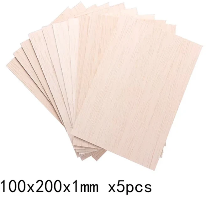 5-20pcs Balsa 나무 장 100-300mm 길이 두께 DIY 공예 프로젝트 경량 합판 모델 건물, 15 100x200x1mm x5pcs