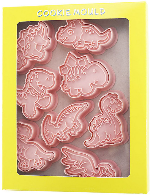 Mian Xiao Xin 비스킷 몰드 DIY 3D 입체 홈베이킹 도구 아이싱 쿠키스탬프 8종 세트 MX001, 공룡 B, 1개