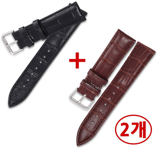 1+1 소가죽 시계줄 2개 가죽 스트랩 16mm 18mm 20mm 22mm 24mm 워치 밴드