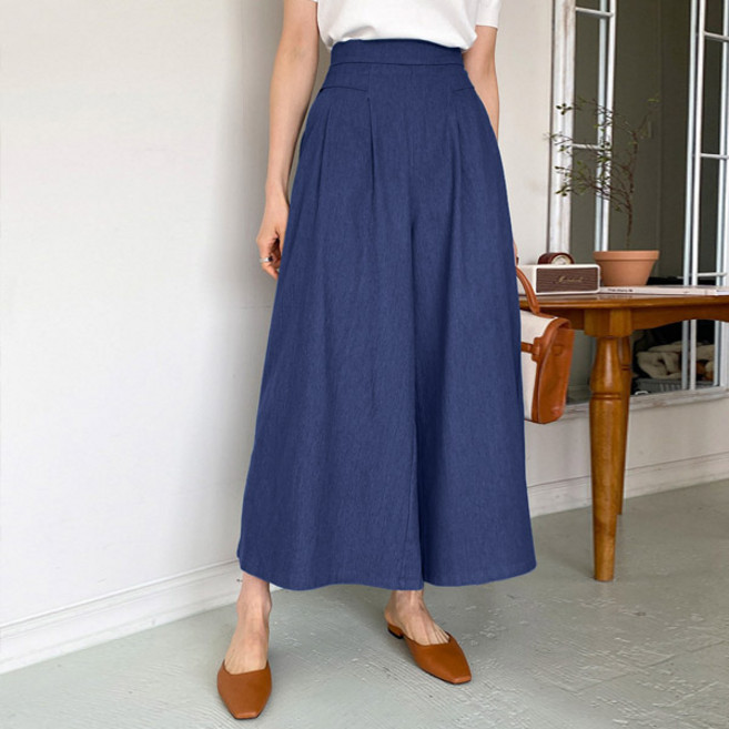 마이쏭 여성 빅사이즈 루즈핏 치마바지 통팬츠 코스뒷밴딩와이드데님팬츠