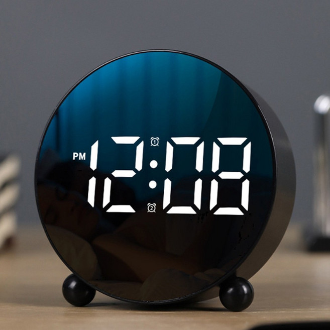wingo LED 디지털 탁상시계 인테리어 알람시계 심플스타일, 블랙