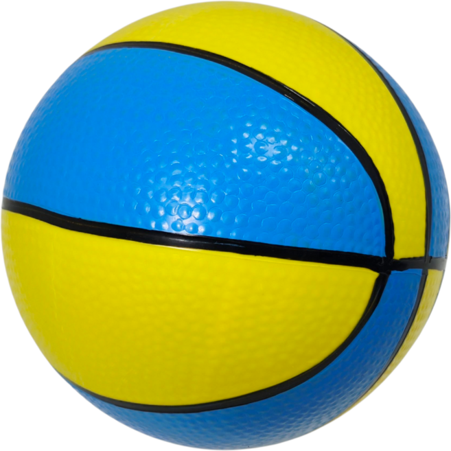 칼라 미니 농구 탱탱공 15cm 어린이 농구공 유아 탱탱볼 실내 농구 바운스볼, 옐로우+블루, 1개