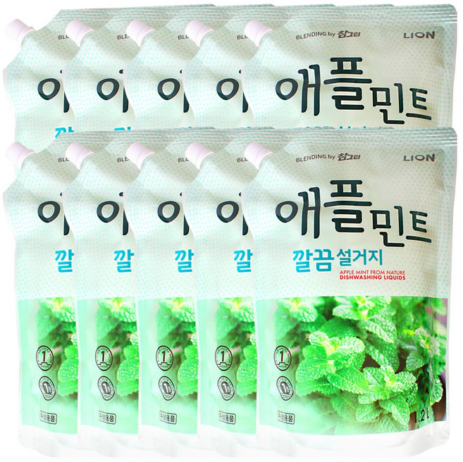 참그린 애플민트 깔끔설거지 1.2L, 10개