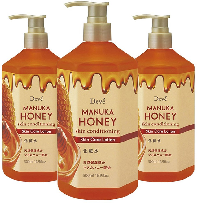 쿠마노 디브 마누카 허니 스킨 컨디셔닝 스킨 케어 로션 화장수, 3개, 500ml
