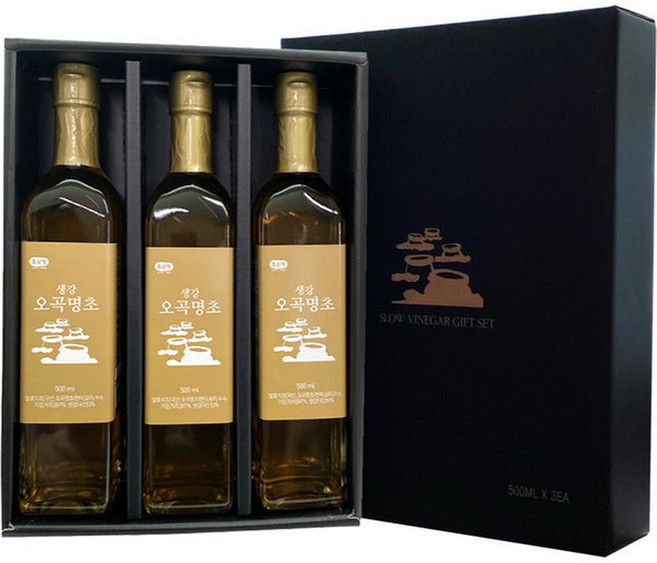 생강오곡명초 초산정 생강 옹기 발효식초, 3개, 500ml