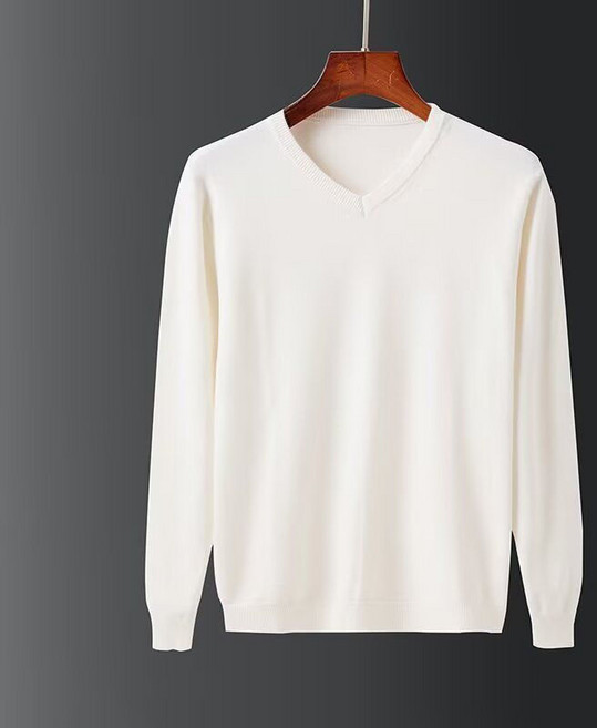 AOKADA 남성 봄 가을 브이넥 긴팔 니트 티셔츠 무지 스웨터 데일리룩