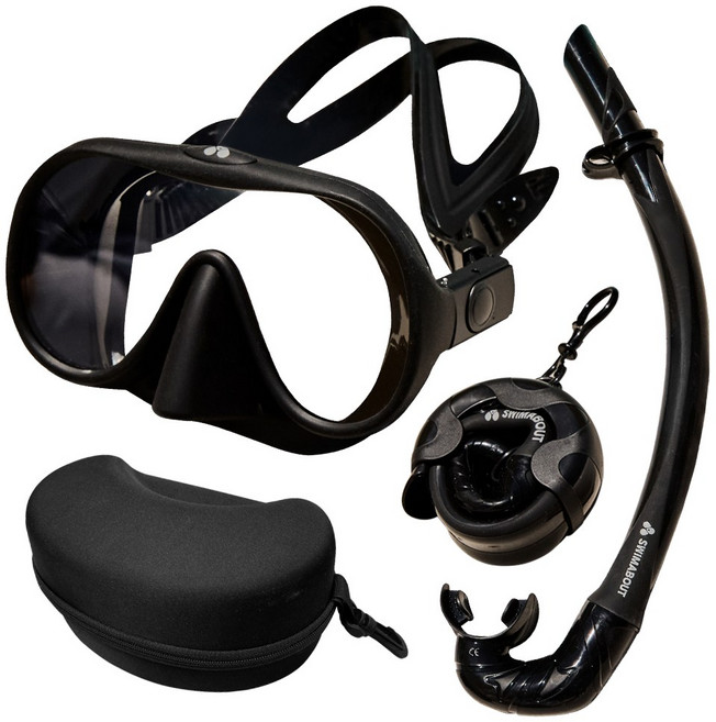 스윔어바웃 언더워터 스노쿨링 물안경 마스크, 블랙(UW-SNK-BK)