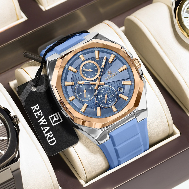 따블루엠 부드러운 착용감 실리콘밴드 남성 시계