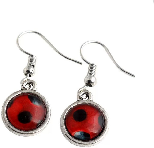 레이디버그 블랙캣 미라클 스톤 코스프레 목걸이 열쇠고리 귀걸이 장식, 무당벌레 귀걸이 훅 】, 1개