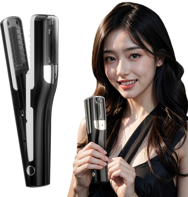 Vicshico 긴머리 관리 손상모 셀프커팅 고데기 상한 머리 데미지컷 트리머, 블랙