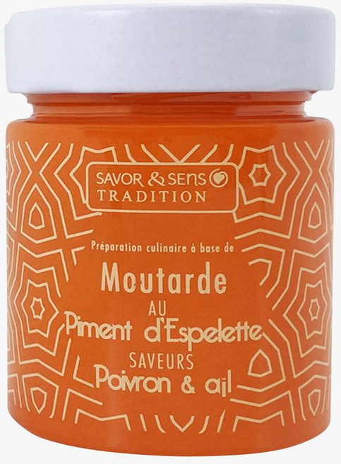 프랑스 세이버 앤 센스 Savor & Sens 후추와 마늘 맛이 나는 에스펠렛 페퍼 머스타드 130g, 4개