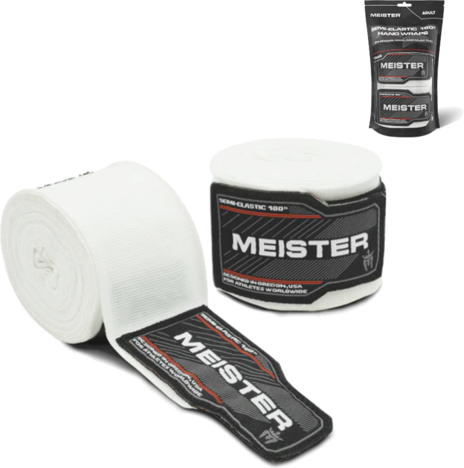 New 디자인 링사이드코리아 마이스터 복싱 핸드랩 프리미엄 반신축 격투기 붕대 4.5m 1쌍, 1세트, 화이트