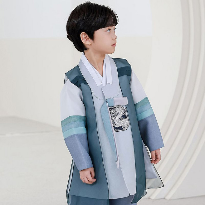 하랑한복 청파랑 남아 돌복 용자수 아동 한복 세트