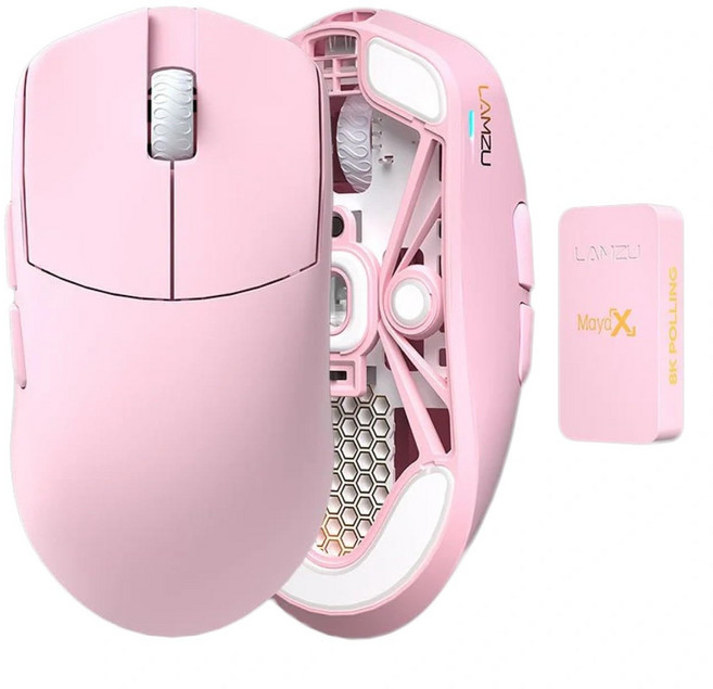 MAYA X Light Pink Amazon 1 8 K 램즈(Lamzu) 게이밍 마우스 한정 세트 구두창 추가판, 핑크, B0DVGVDXGC