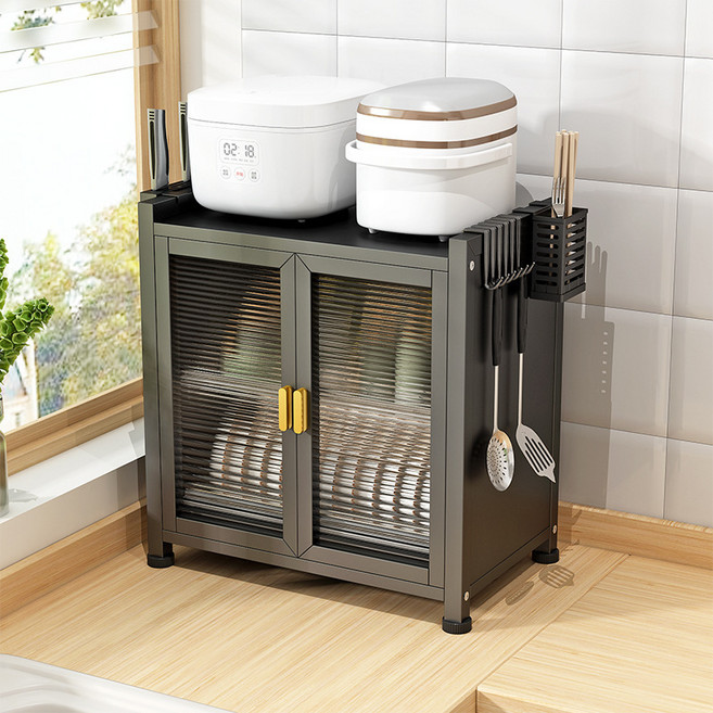 Anystar 방진 가로 60cm 다용도 그릇 접시수납장, 블랙, 1개