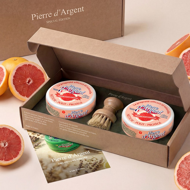 [선물포장] 프리미엄 프랑스 세정제 피에르다르장 기프트세트 (자몽2+팟브러쉬), 1세트, 600g