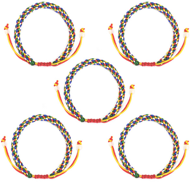 오색실 매듭 합장주 5개입 액막이합장주 불교합장주 행운부적팔찌 불교용품 아리랑의봄, 단품, 1개
