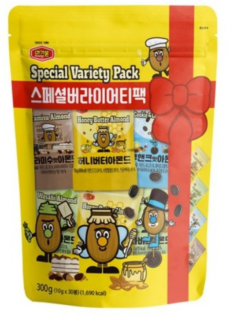 [머거본] 아몬드 스페셜버라이어티팩 300g (NEW 밍글링 허니버터+와사비+티라미수+쿠앤크), 5세트