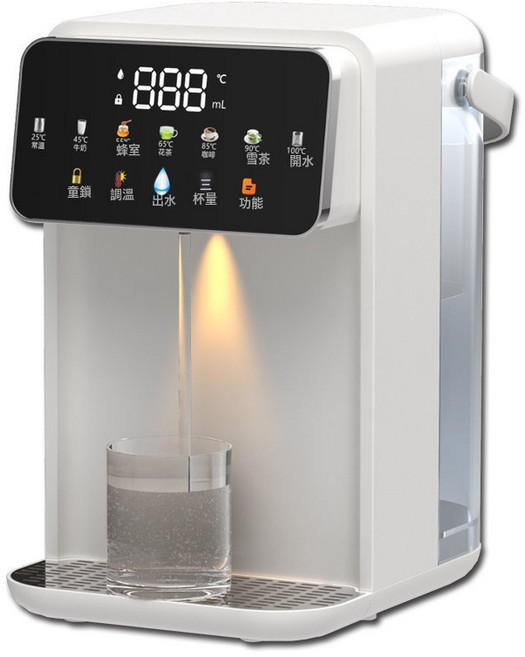 即熱式飲水機家用小型速熱臺式桌面一件起批免安裝茶吧機飲水機, 1個, 1L, 白色+支架+濾芯(黑底):美規US-110V