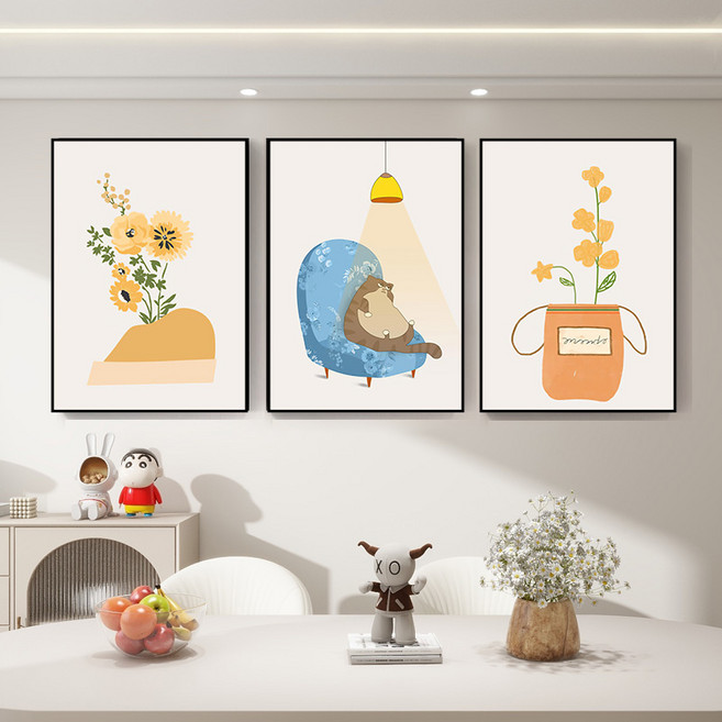 스피세프 이쁜 거실 인테리어그림 거실벽 꾸미기 그림 3종세트, 갈색 고양이