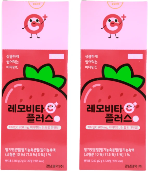 레모비타플러스정(딸기맛) 240g*2개, 120정, 2개 - 쿠팡