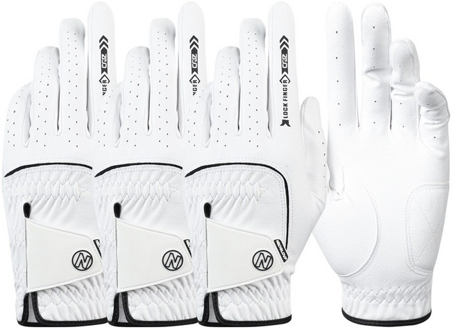 네오글러브 N시리즈2.0 합피 남성 한손 골프장갑 극세사 이중덧댐 3장세트, 화이트, 3개
