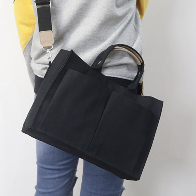 멀티 포켓 텀블러 캔버스 에코백