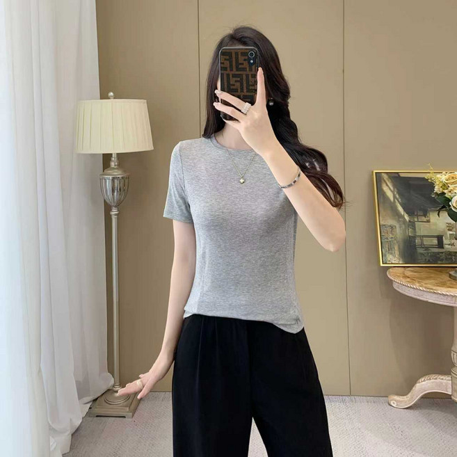 실크터치 소프트 반팔 티셔츠 여성 데일리 기본티 부드러운 촉감