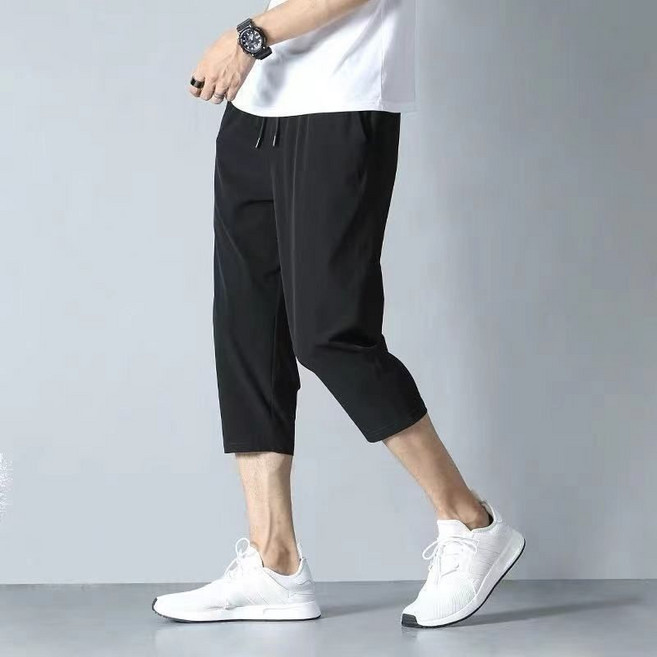 여름 남성 빅사이즈 속건 7부 바지 캐주얼 얇은 트레이닝 반바지 냉감 슬랙스 운동팬츠 SYW