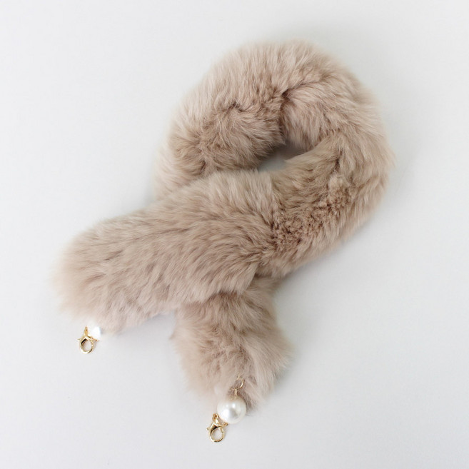 리얼 토끼털 밍크 퍼 진주 안경줄 쁘띠 미니 목도리