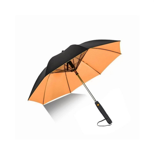 선풍기우산 골프우산 골프양산 uv차단 초경량 배터리 usb충전 충전식, 블랙/노란색(내부)_배터리모델, 1개