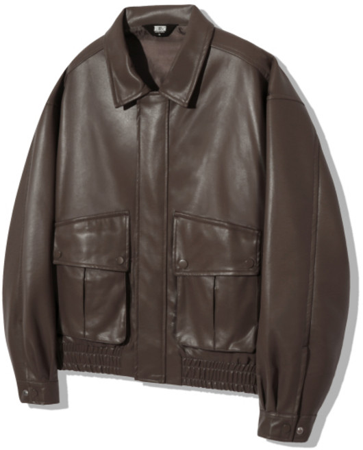 트릴리온 비건 레더 투 포켓 블루종 자켓 브라운 136157