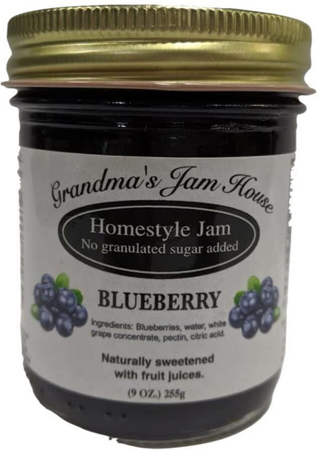 Sweet Blueberry Jam | 설탕 무첨가 | 천연 | 홈스타일 과일 베리 잼 | 스프레드 가능한 잼 젤리 토핑 보존 | 255.1g(9온스) 유리병, 블루베리