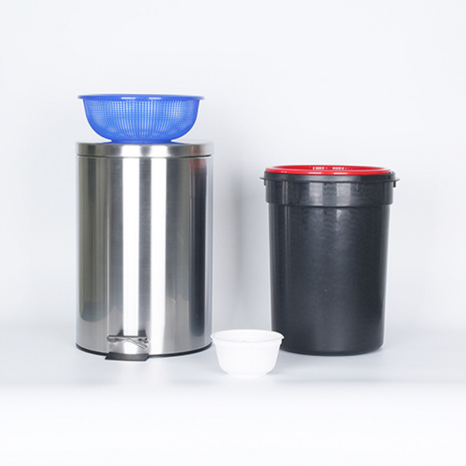 편의점 라면국물통 노스멜 스텐 음식물 쓰레기통 음쓰통 20리터, 파랑 채반