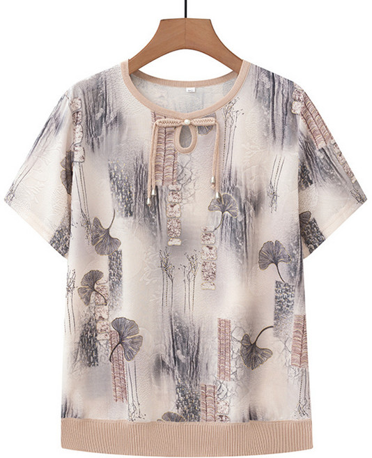 라라티나 안드라 중년 여성 여름 라운드 반팔 티셔츠