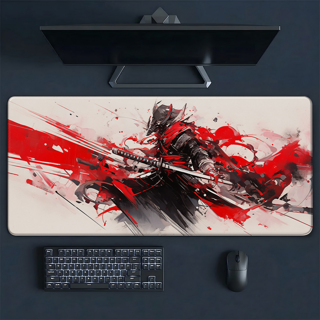 Crit Gaming 고해상도 일러스트 게이밍 장패드 데스크매트, 블러드 카타나