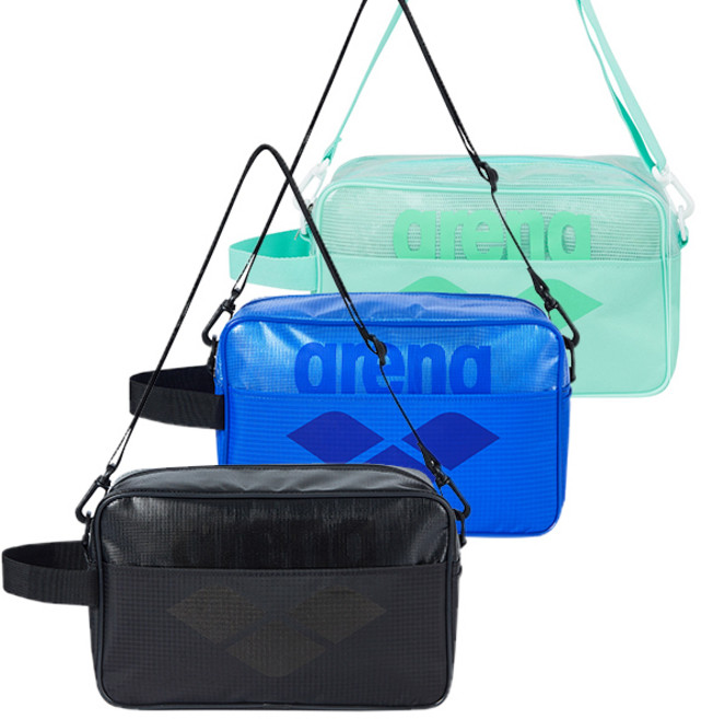 아레나 수영가방 숄더백 수영 물놀이 어깨끈 가방, BLACK