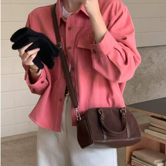 디어백 스웨이드 스퀘어 미니 보스톤백 CH-22963T