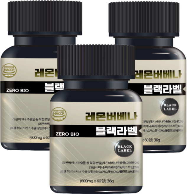 블랙라벨레몬버베나 레몬버베나 추출물 복합정 식품안전의약청인증 HACCP, 3개, 60정